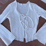 Free People Good days white knit boho open tie front cardigan cover up sweater sz s Photo 1