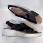 Clarks Black Leather Strappy Wedge Sandals Womens 10 Comfort Shoes Beachy Summer Photo 8