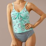 Beachsissi Blue Floral Knit Front Padded Swim Tankini Top LARGE NWT Swimwear Photo 0