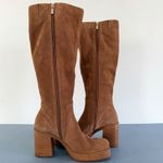 Gianni Bini Kaleb Suede Tan Retro Y2K Tall Platform Boots Photo 4