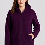 Boutique  Fleece Winter Warm Hoodie Coat Jacket Purple Large Photo 0