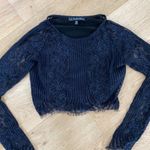 For Love & Lemons  - Lolo Lace Long Sleeve Crop Top & Mini Skirt Set in Black Photo 2