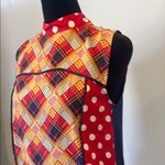 Colorful Plaid and Polka Dot Sleeveless Top Red Size XXS Photo 1
