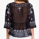 Free People  Pennies Squel Navy Sheer Embroidered Top Size Small Photo 2