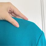 Misook • textured knit blazer jacket teal blue single button classic acrylic Photo 8