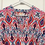 Boden rosie 100% linen tunic top button front multicolor ikat size 10R preppy Red Photo 5