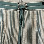 Free People (NWT) Turquoise and Cream Striped Linen/Cotton Blend Skort, Size 10 Photo 1