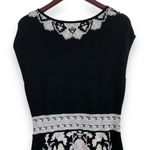 Nanette Lepore Nannette Lepore Good Karma Intarsia Knit Black Floral Sheath Dress Photo 10