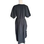 Marine layer - Erin Shirt Dress Black Crinkle Cotton Midi Sz L Photo 5