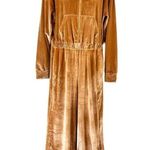 Fabletics Goldenrod Light Honey Velour Velvet Wide Leg Zip Up Jumpsuit Photo 11