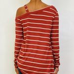 White Birch  Women Burgundy‎ Stripped Long Sleeves Relaxed Shirt Size S Photo 1