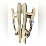 SIKETU SUMMER SLING BACK SANDALS BEACH BOHEMIAN BEADED STONE DETAILS SIZE 8.5 Tan Photo 10