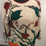 Vintage 80s USA Fall Autum JJ Browne USA Sweater Pumpkin Vines Large L Tan Photo 0
