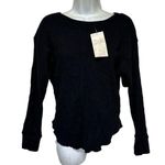 Sage Collective Venture Waffle Long Sleeve Pullover Black M Photo 0