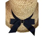 Peter Grimm Raffia Sun Hat with Black Ribbon Bow Size Medium Brown Photo 3