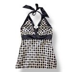 Issue New York Vintage Y2K Black White Silk Halter Party Dress Size 12 Photo 2