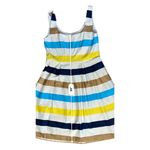 Nine West  Shanti Blue‎ Multi Striped Sleeveless Dress 6 Colorful Cottage NWT Photo 6