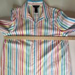 Ali Miles Rainbow Striped Blouse Medium Multicolor Pastel Colorful Office Bright White Photo 9
