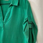 Soft Surroundings Aerin Green Shirt w/ Tortoise Buckle Sleeve - Size Lar… Photo 2