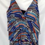 A SHORE FIT TUMMY SEPARATES WO SIZE 24 MULTICOLOR RUFFLE TIERED SWIM TOP CLEAN Photo 0