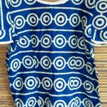 None Gorgeous Puff Sleeve Blue/ Yellow Shirt Sz M Photo 0