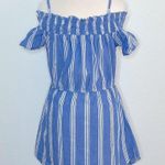 Hint of Blush A Mini Dress Blue white cap sleeves Photo 1