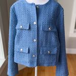 H&M  Cornflower Blue Tweed Cropped Lady Jacket Size XXL Photo 0