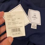 David's Bridal Navy Maxi Dress Spaghetti Strap Side Drape Formal Gown Size 6 Blue Photo 4