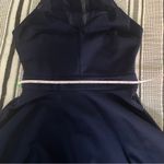 B Darlin Fit & Flare Halter Mini Dress sz 1/2 Navy Blue Mesh Cutout Party Dress Photo 13