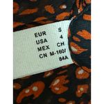 Mango MNG Brown Printed Ruffle Button Up Long Puff Sleeve Sheer Blouse Top Sz 4 Photo 4