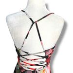 Cachet Formal Black Floral Maxi Dress 4 Crisscross Back V Neck Evening Gown Photo 5