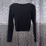 Monki Black Sparkly Ruched Cropped Long Sleeve Photo 1
