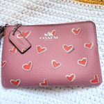 Coach NWOT Wristlet Wallet Nude Pink With Heart Print Photo 1