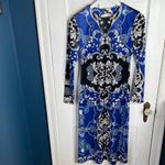 Tyler Boe Dana Velvet Patterned Sapphire Combo Midi Pencil Dress NEW W2014 Sz L Blue Size L Photo 2