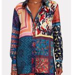 STAUD Martha Patchwork Satin Twill Tunic New Photo 2