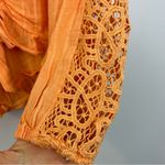 American Eagle NWT  Sherbet Orange Crochet Cropped Ruffle Tie Blouse Size Small Photo 7