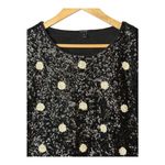 J.Crew Sequin Polka‎ Dot Top Short Sleeve Black White Party Women Size Small Photo 5