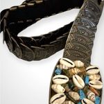 Turquoise Elastic and Metal Belt Artistic buckle Western Cowgirl Southwest Brown Photo 1