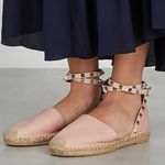 Valentino Garavani  Rockstud Espadrille Sandals Leather Wrap Ankle Poudre Pink 35 Photo 0