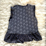 Lucky Brand  boho blue patterned peplum tank top size large Photo 2