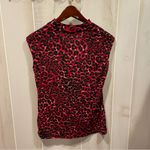Cute slinky spicy red leopard print cowl neck top sleeveless flowy Black Photo 7