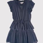 TALULAH Womens Dress Black Mini Layered Ruffle Swiss Dot V Neck Fit Flare Small Photo 0