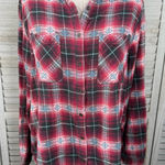 Knox Rose Women's Cranberry Plaid Button Down Shirt with Gray Thermal Back-XXL Photo 0