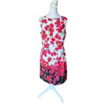 CHAPS Floral Sheath Dress Cotton Sleeveless Midi Red Black White Womens 14 Photo 2