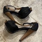 JustFab platform T strap open toe heels black sparkle size 8.5 Photo 2
