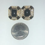 Christian Dior  Gold Tone CZ Rhinestone Black Clip Earrings Photo 1