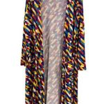 LuLaRoe Sarah Long Cardigan Duster - Colorful Kimono Women's Size L Photo 0