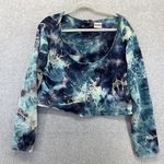 Delia's  Women's Button Front Cardigan Cropped Blue Tie Dye Plus Size 3X Scoop Photo 0
