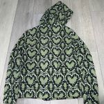Love moschino streetwear y2k zip up hoodie snake skin hearts green black size 6 Photo 1