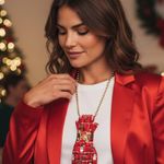 “Dainty Dapper” red Christmas necktie necklace Photo 1